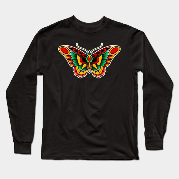 Traditional Butterfly Long Sleeve T-Shirt by Tattoos By A.G.